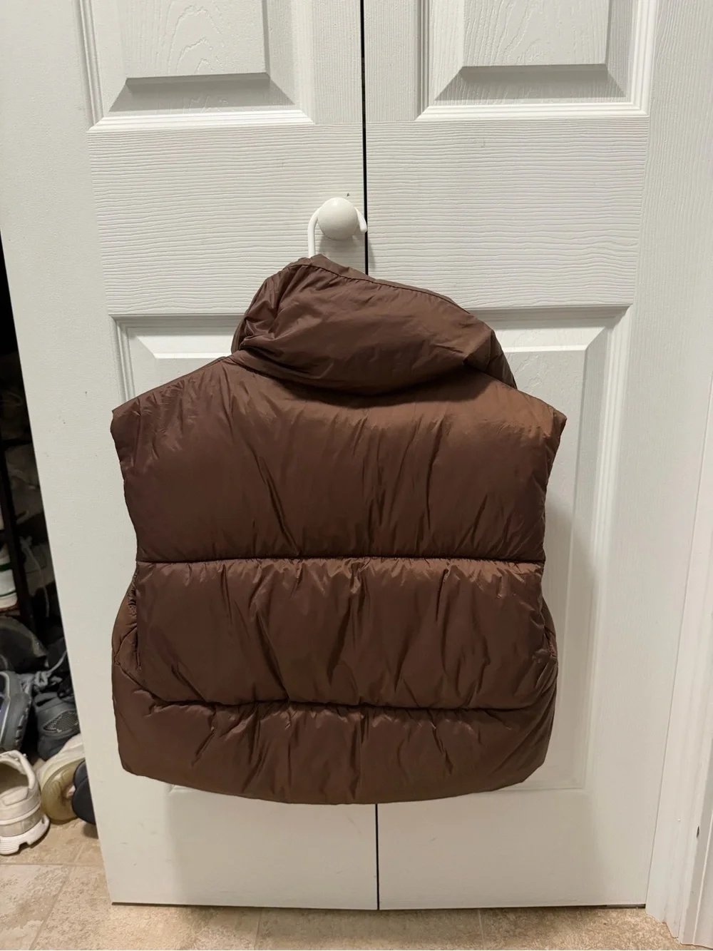 Brown Puffer Vest - Sleeveless Quilted Jacket